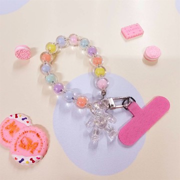 透明熊彩球手機短繩