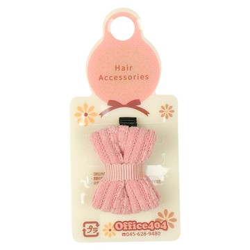 akachan honpo - 毛茸茸編織蝴蝶結髮夾-粉紅色
