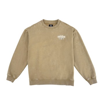 Converse Washed Cut & SEW Crew Fleece 男款 棕色 水洗 長袖 UCJ123-FAK