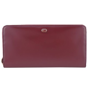 agnes.b 小圓釦拉鍊長夾（深紅）/展示品