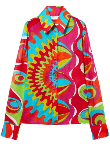 PUCCI - Bersaglio-print cotton shirt - women - Cotton - 40 - Pink