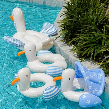 Baby童衣 ✦•商檢合格•✦ 嬰幼童遮陽坐式泳圈 海鷗造型親子共游泳圈 兒童可愛俏皮座圈 網美拍照戲水泳圈 11858