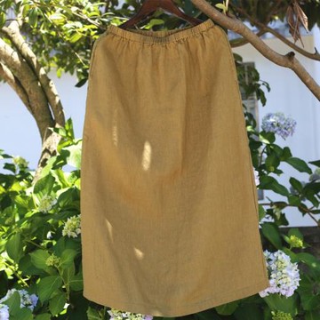 昔語自制 簡約通勤三色漢麻半身裙夏季女慵懶中長裙百搭 L479