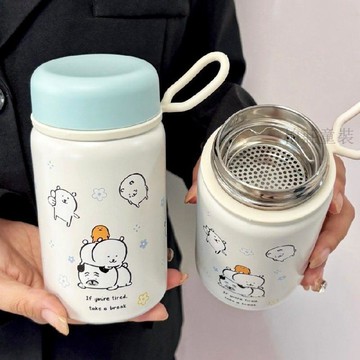🍭秋冬新品🍭自嘲熊簡約高顏值保溫杯新款學生水杯女生316不鏽鋼便攜泡茶杯子