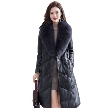 [巴黎精品] 現貨+預購 真羊皮狐狸毛領白鴨絨羽絨皮衣秋冬外套寬鬆休閒女裝-毛領輕奢長款女外套n1ml44