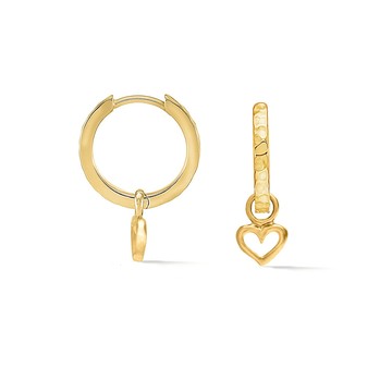Hammered Heart Charm Huggie Hoops