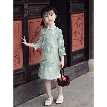 女童旗袍唐裝中國風兒童寶寶小女孩復古連衣裙長袖秋冬新款2025女