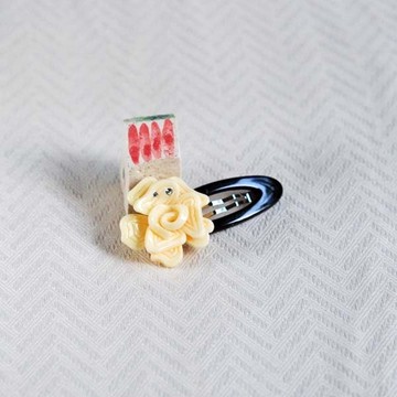 瑰麗舞,花滴答夾,小側夾,瀏海夾-牙白