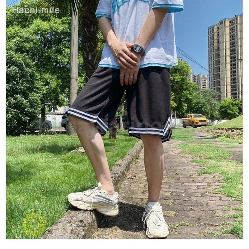 3XL メンズ ハーフパンツ ショートパンツ ロゴ メッシュ バスパン 黒 通販