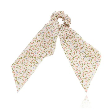 黃色碎花長飄帶蝴蝶結發圈扎馬尾發帶夏季薄款頭繩發繩年新款