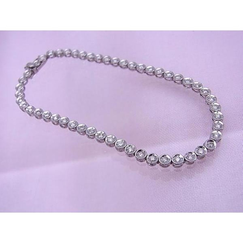 Pt900 1.00ct ダイヤモンド テニスブレスレット 17cm C48 | LINEショッピング