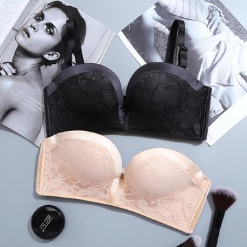 無肩帶文胸聚攏防滑上托小胸罩無鋼圈加厚款隱形無痕內衣女抹胸夏