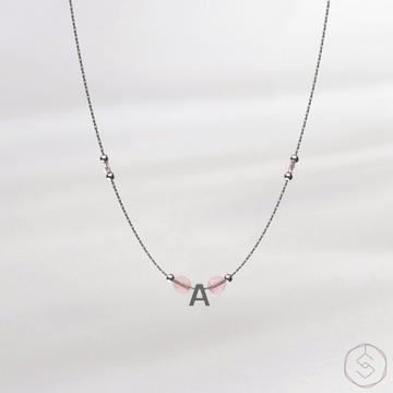 CONNY 專屬字母 | 草莓晶 粉水晶 | 天然水晶項鍊/長版毛衣鍊