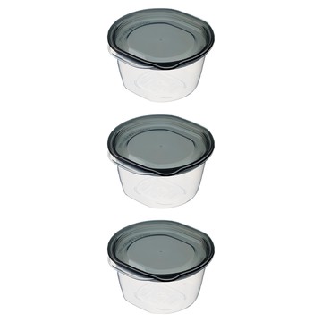 inomata 1832圓型保鮮盒黑270ml  冰箱保鮮收納好幫手，食物分類更清晰  3入  1組