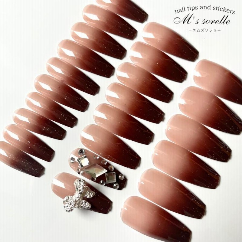 バレエコアネイル ワンホン リボン ハート 韓国 ネイルチップオーダー