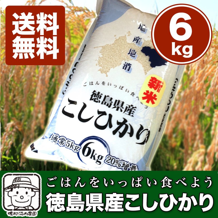 令和5年産　新米四国徳島のお米徳島県産こしひかり ６ｋｇお得パック 白米※北海道、沖縄及び離島は別途発送料金が発生します