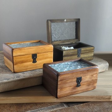 復古海棠花玻璃牙線盒