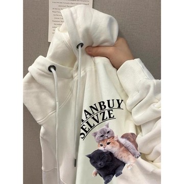 已售9642件💖REOY 帽t 連帽衛衣 白色上衣 美式復古 ins 風衣服 秋冬 長袖上衣 加絨加厚 oversiz