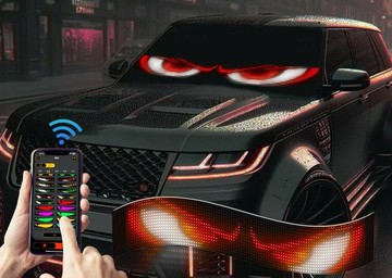 快樂購購??跨境網紅惡魔之眼LED柔性屏LED軟屏USB車載廣告屏全彩智能車貼