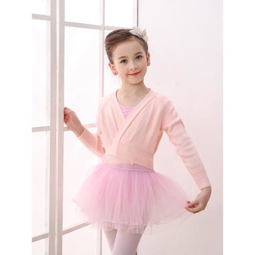 舞蹈練功服毛衣芭蕾舞紅舞鞋3403兒童女披肩系帶毛衫秋冬保暖外套