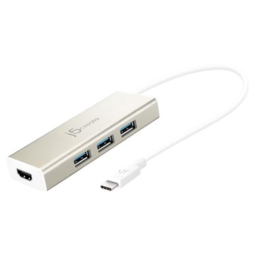 j5create 凱捷國際 USB3.1 Type-C to 4K HDMI充電傳輸Hub集線器 JCH451  1個  銀色
