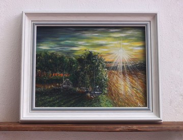 【歸宿】風景油畫原作 | 日落歸途原野風光 | 玄關客廳掛畫