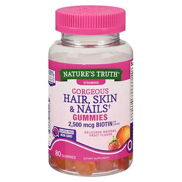 Nature's Truth Gorgeous Hair - Skin & Nails Gummies Natural Fruit Flavor 80 Each by Nature's Truth