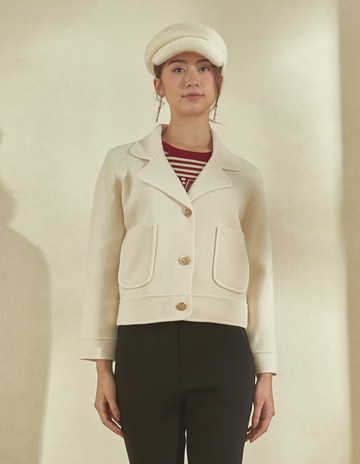 ★【喜芝梅】雪域極簡 商務羊絨成份翻領西裝型外套(三色；F) 224320107