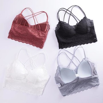蕾絲美背內衣抹胸裹胸夏性感帶胸墊一體式無鋼圈文胸打底吊帶背心