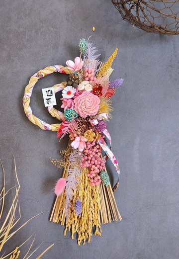 新春祈福注連繩日式和風緞帶索拉花擴香花永生花開幕誌慶春節掛飾