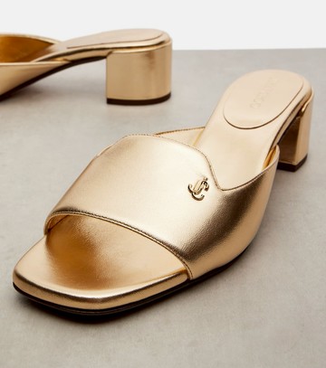 Jimmy Choo Dina 45 metallic leather mules