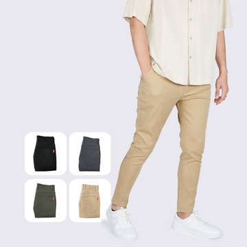 超柔棉修身彈力長褲－卡其色