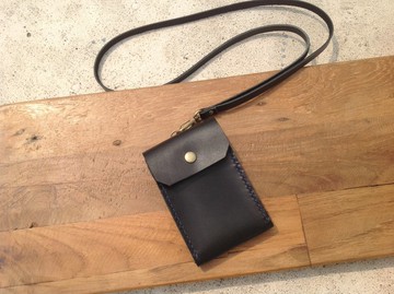 直式識別證.證件夾,悠遊卡套,卡片套,手工縫製,真皮手縫黑色