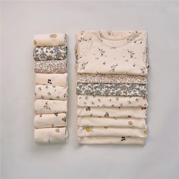 韓版兒童家居服春秋新款碎花寶寶睡衣套裝女童打底衫上衣褲子小童