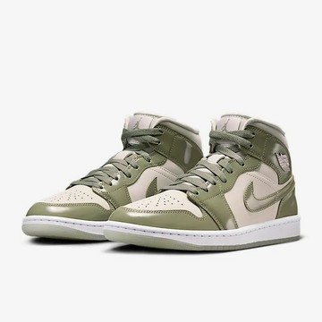 【NIKE】WMNS AIR JORDAN 1 MID SE 女鞋 籃球鞋 米色 綠 喬丹-HF4079003