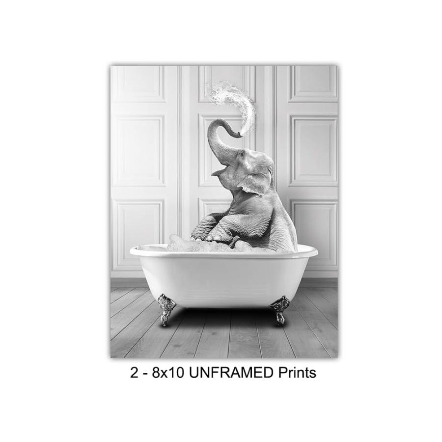 Elephant Wall Art   Bathroom Wall Art  Decor   Funny Bathroom W 並行輸入品