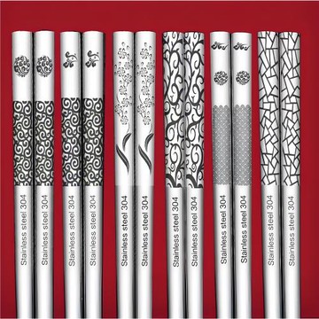 304不銹鋼筷子單人裝兩2雙家用防滑防霉耐高溫個性高檔抗菌金屬筷