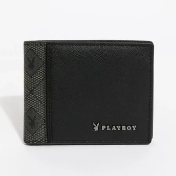PLAYBOY - 基本短夾附零錢袋  Black Knight系列 - 黑色