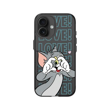 iPhone 16 Clear (相機按鈕) 酷墨灰 - 湯姆貓與傑利鼠 Tom and Jerry - 湯姆貓愛心