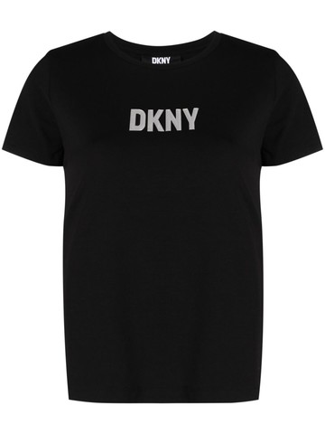 DKNY - logo-reflective T-shirt - women - Modal/Cotton/Spandex/Elastane - S - Black