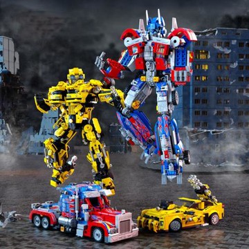 晴天柱變形大黃蜂汽車機器人機甲男孩子拼裝中國積木兒童玩具禮物