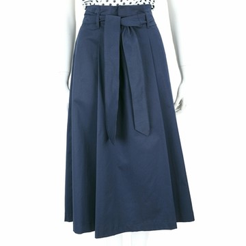 i BLUES Prix 抓褶細節深藍色綁帶A字裙