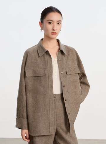 花紗提織工裝襯衫