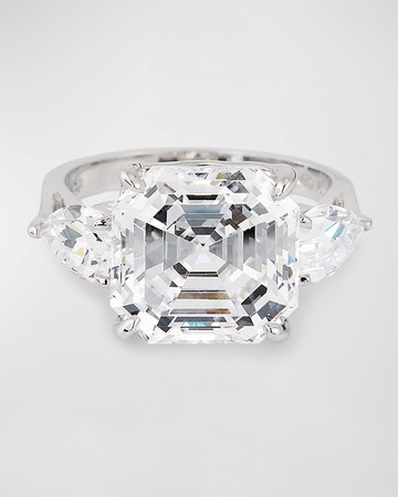 Asscher Cut Center with Pear Side Stones Ring