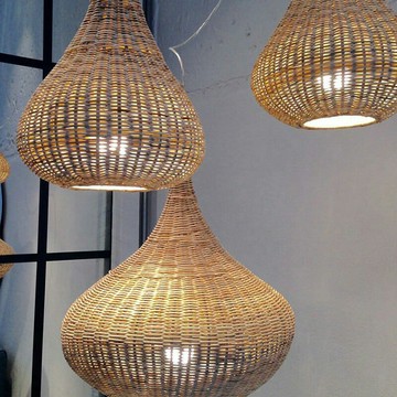 ??快速出貨?? 附發票 藤編水滴形吊燈餐廳侘寂風燈具民宿酒店餐飲飯店茶室復古藤編燈