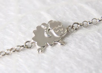 免費刻字【羊咩咩】牡羊座/純銀手鍊/媽媽寶寶手鍊/鍊長可客製