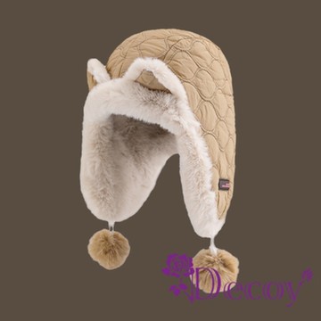 Decoy 冬季萌趣 狐狸耳朵加厚加絨護耳防寒保暖毛絨帽卡其色