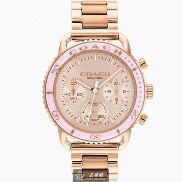 COACH手錶，編號CH00175，38mm玫瑰金圓形精鋼錶殼，玫瑰金色三眼， 中三針顯示錶面，玫瑰金色精鋼錶帶款_廠商直送