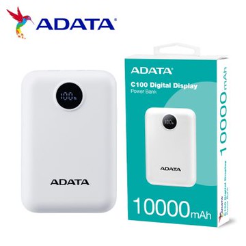 威剛 C100 Digital 10000mAh  (白色)PD/QC 20W高效快充行動電源