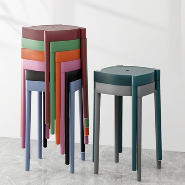 家用塑料凳子可疊放方凳板凳現代簡約餐桌圓凳創意椅子客廳小矮凳